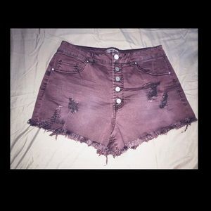 Distressed Purple Jean Shorts